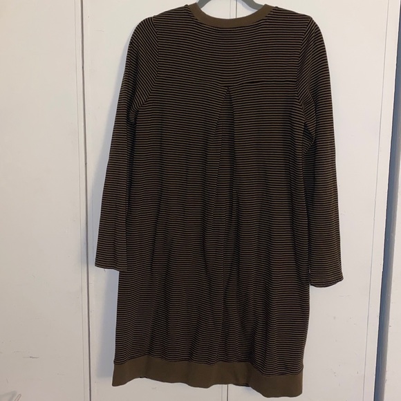 J. Jill Sweater Dress Olive Green Black Stripe Long Sleeve Crew Neck Size Small - Picture 2 of 6